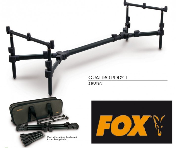 Fox Quattro pod II 3-rod kit rodpod para carpfishing fox rod pod | eBay